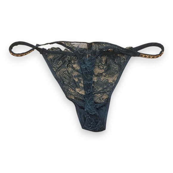 NWT Victoria Secret Green Ivy Lace Bombshell Bra and Thong Set w/Gold Accents - Picture 7 of 14